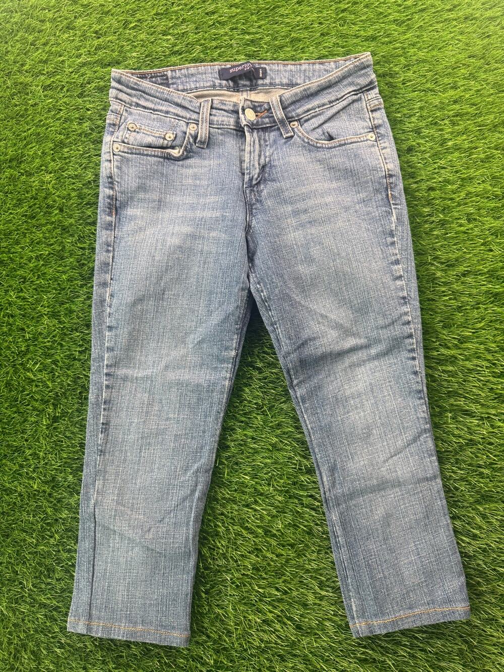 Levi’s 518 Superlow Women's Jean Sz 1 Long Blue Low Rise Bootcut Y2K Stretch VTG